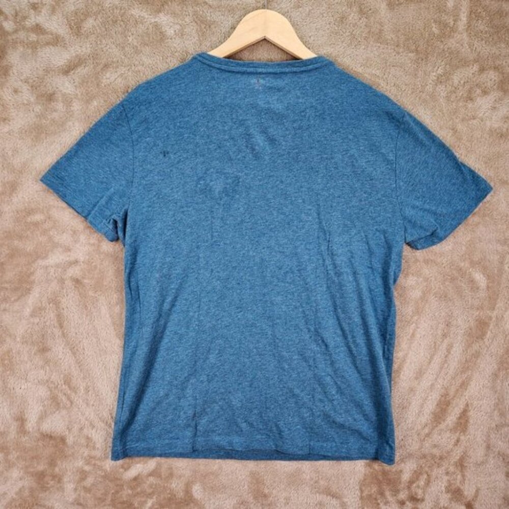 Polo Ralph Lauren Blue V Neck T-Shirt Men's M Orange Pony Casual Short Sleeve - Picture 9 of 10